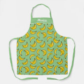 Tablier Sage Green Banana Fruit Design Cuisine Whimsical (Recto)