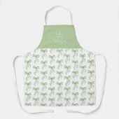 Tablier Sage Green Bow Pattern Monogram Personalized (Recto)