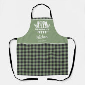 Tablier Sage Green Buffalo Plaid Nom de la cuisine (Recto)