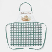 Tablier Sage Green En vichy Plaid Motif Fournitures de bou (Recto)