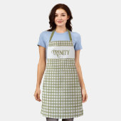 Tablier Sage Green En vichy Plaid Personnalisé (Porté)