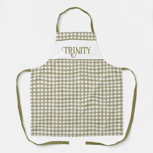 Tablier Sage Green En vichy Plaid Personnalisé (Recto)