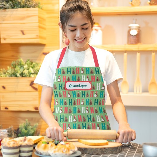 Tablier Sage Green Ho Ho Ho Armadillo