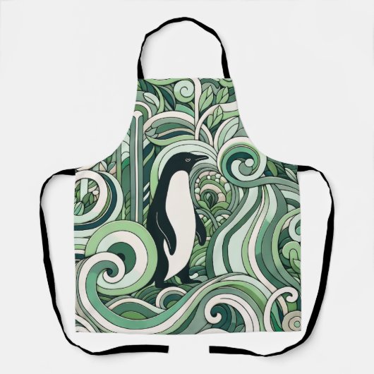 Tablier Sage Green Mint Pastel Green Penguin En Art Spiral (Recto)