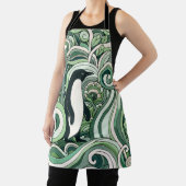 Tablier Sage Green Mint Pastel Green Penguin En Art Spiral (Insitu)
