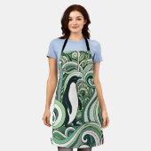 Tablier Sage Green Mint Pastel Green Penguin En Art Spiral (Porté)