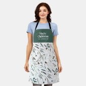 Tablier Sage Green moderne élégante aquarelle botanique (Porté)