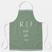 Tablier Sage Green Monogrammes Simple Élégant Mariage mode (Recto)