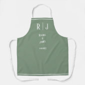 Tablier Sage Green Monogrammes Simple Élégant Mariage tend (Recto)
