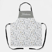 Tablier Sage Green Wildflower Sketchbook Custom Name (Recto)