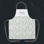 Tablier Sage moderne minimaliste botanique élégant personn<br><div class="desc">Tablier vert feuillage minimum moderne personnalisé. L'eucalyptus peint à la main,  le feuillage minimal et la couronne de rotin rustique moderne confèrent à ce design une atmosphère luxueuse. Dans les verts,  les bruns,  les noirs,  les verts sauge et les gris.</div>