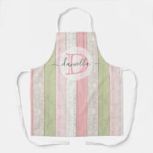 Tablier Sage rustique Vert & Rose Floral Bois Personnalisé (Recto)