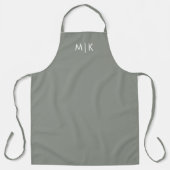 Tablier Sage vert avec texte blanc | Monogramme moderne (Recto)