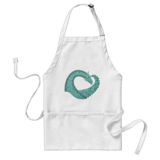 Tablier Sage vert coeur dragon sur blanc (Devant)