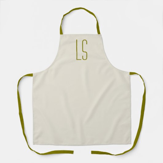 Tablier Sage vert monogramme initial simple (Recto)