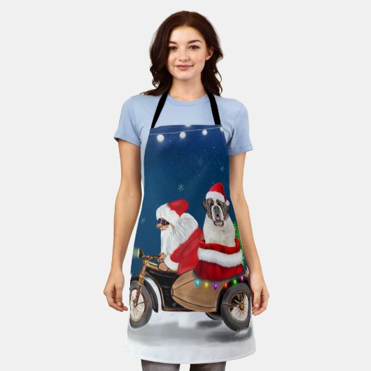 Tablier Saint Bernard Chien Noël Père Noël (Porté)