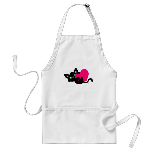 Tablier Saint Valentin Black Kitty White Apron (Devant)