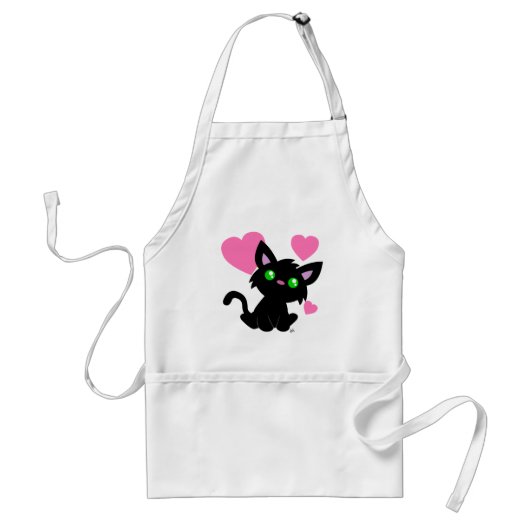 Tablier Saint Valentin Black Kitty White Apron (Devant)