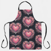 Tablier Saint-Valentin Coeur rose Love Fleurs Ornements (Recto)