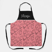 Tablier Saint-Valentin lettrage manuel coeurs d'amour nom (Recto)