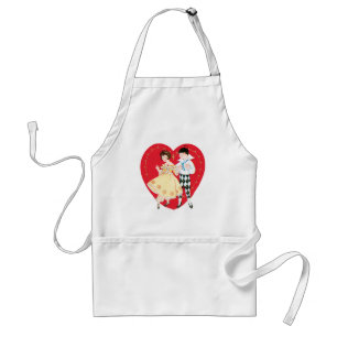 Tablier Saint-Valentin rétro, Arlequin et cœur vintage