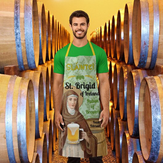 Tablier Sainte Brigitte d'Irlande et son tonneau de bière