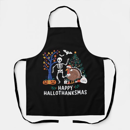Tablier Saison de fêtes de Hallothanksmas Joyeux Cadeau d' (Recto)