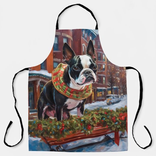Tablier Saison de Noël de Boston Terrier (Recto)