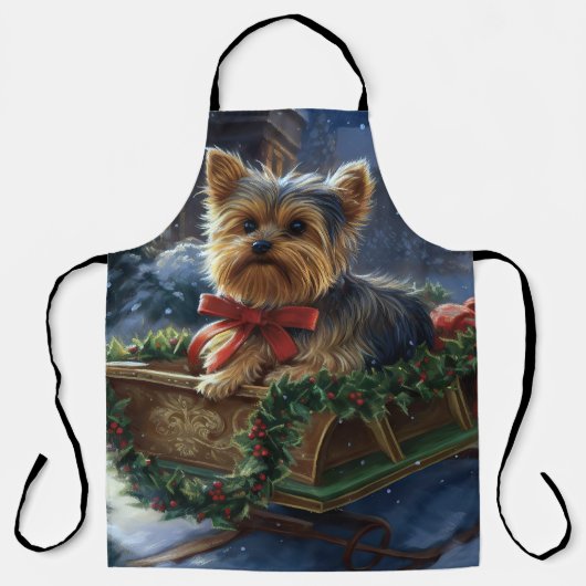 Tablier Saison de Noël du Yorkshire Terrier (Recto)