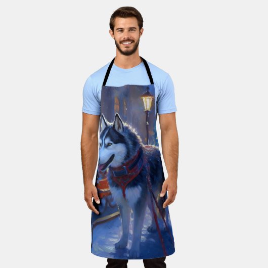 Tablier Saison de Noël Sibérienne Husky (Porté)