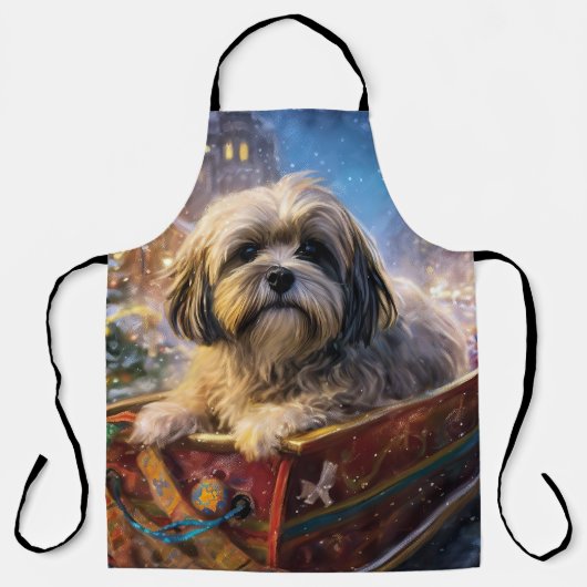 Tablier Saison Festive de Noël de Lhasa Apso (Recto)