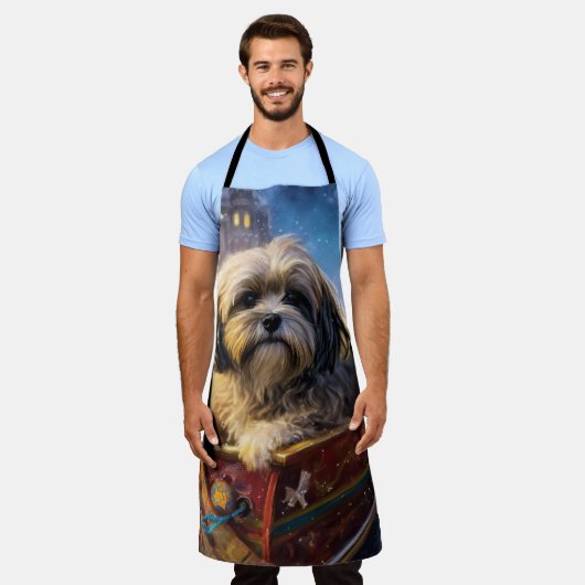 Tablier Saison Festive de Noël de Lhasa Apso (Porté)