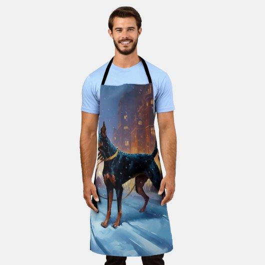 Tablier Saison Festive de Noël Doberman (Porté)