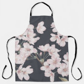 Tablier Sakura floral, gris foncé, motif transparent. (Recto)