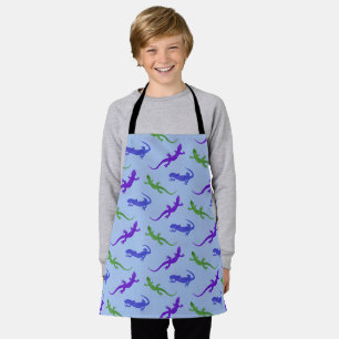 Tablier Salamandres en bleu, vert et violet