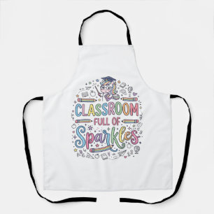 Tablier Salle de classe licorne pleine de paillettes Merch