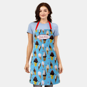 Tablier Salle de crème glacée Retro Sky Blue Apron