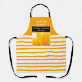 Tablier Salon à ongles Floral Blanc Orange Moderne (Recto)