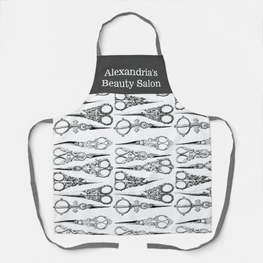 Tablier Salon Apron Ciseaux sur mesure Nom du salon (Recto)