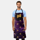Tablier salon céleste doré esthéticienne monogramme apron (Porté)