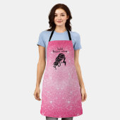 Tablier Salon de beauté Nom Parties scintillant rose chaud (Porté)