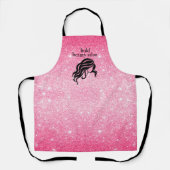 Tablier Salon de beauté Nom Parties scintillant rose chaud (Recto)