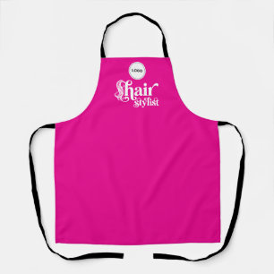 Tablier Salon de coiffure de votre logo employé rose chaud