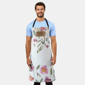 Tablier salon de maquillage fleuri de printemps monogramme (Porté)