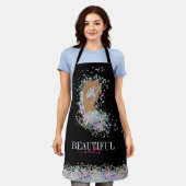 Tablier salon holographique ongle femme main nails technic (Porté)