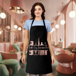 Tablier Salon Nail Business Technicien Rose Gold Monogramm<br><div class="desc">This design may be personalized in the area provided by changing the Phoand/or text. Or it can be customized by choosing the click to customize further option and delete or change the color of the background, add text, change the text color style, or delete the text for an image only...</div>