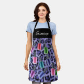 Tablier Salon Polonais à ongles de léopard pourpre Personn (Porté)