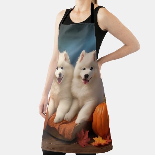Tablier Samoyed Chiot Automne Citrouille de plaisir (Insitu)