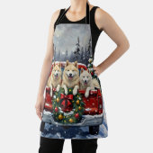 Tablier Samoyed Christmas Red Truck Holiday (Insitu)