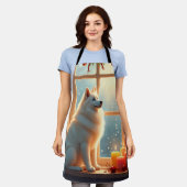 Tablier Samoyed Under the Mistletoe Christmas Painting (Porté)